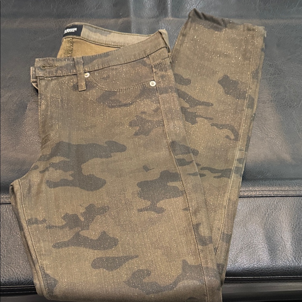 Hudson Jeans Midrise Nico in camo with sparkling gold accents